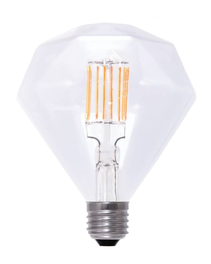 Diamond LED filament bulb E27 6W dimmable, 2600K warm white
