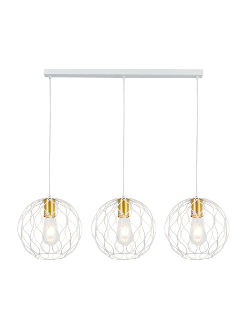 Fantasia ONDA pendant light 3x E27 white-brushed gold