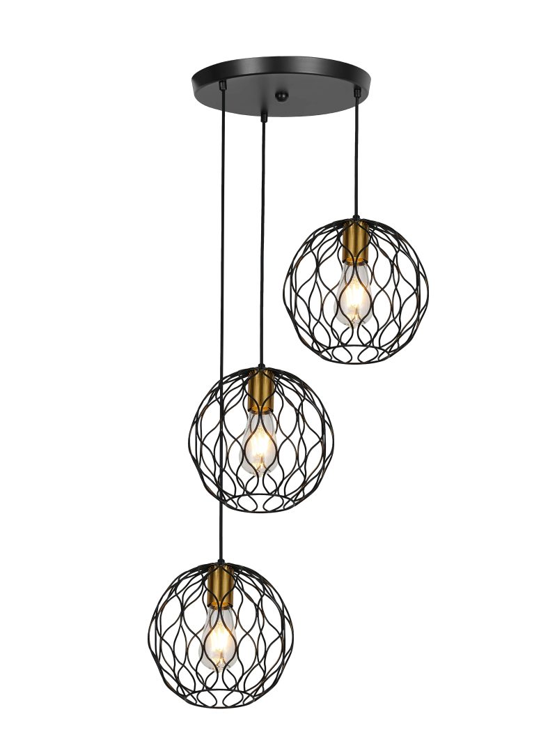 Fantasia ONDA pendant light 3x E27 black and brushed gold