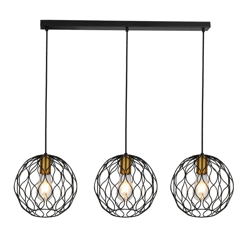Fantasia ONDA pendant light 3x E27 black and brushed gold