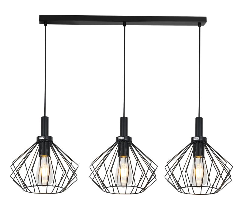 Fantasia Angulo Pendelleuchte 3x E27 schwarz Stahl 1200x950mm