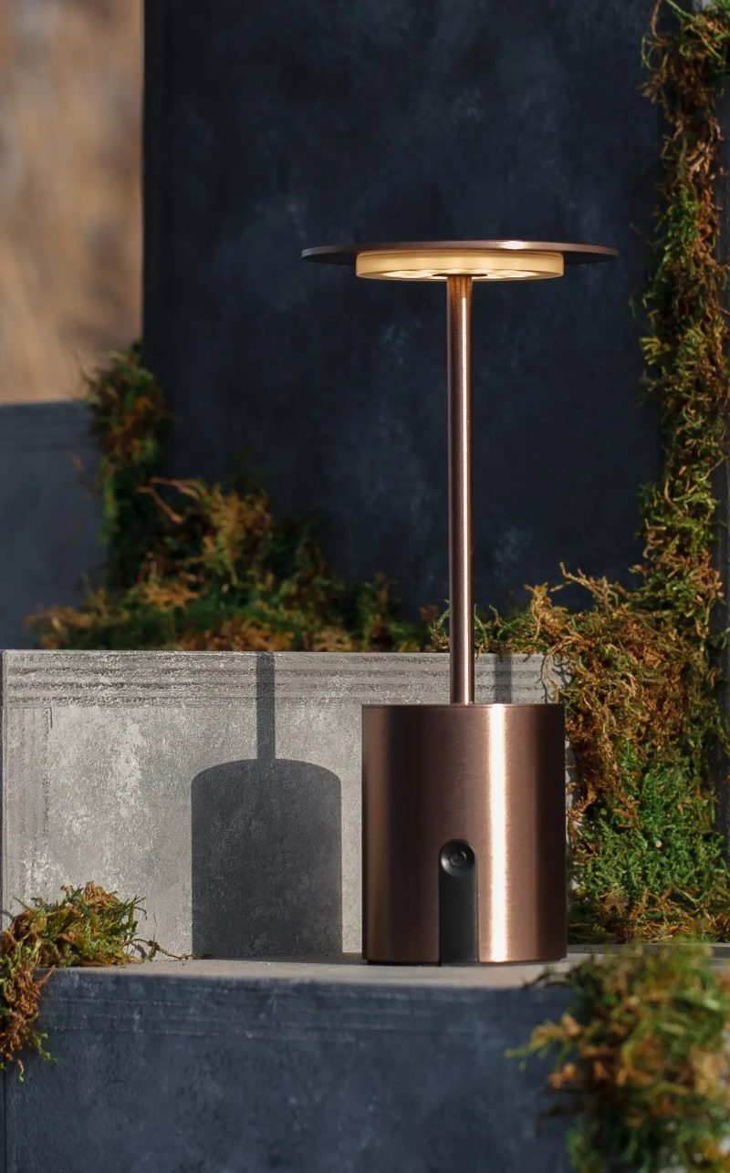 Fantasia Poppy lampe de table LED bronze, rechargeable, IP44