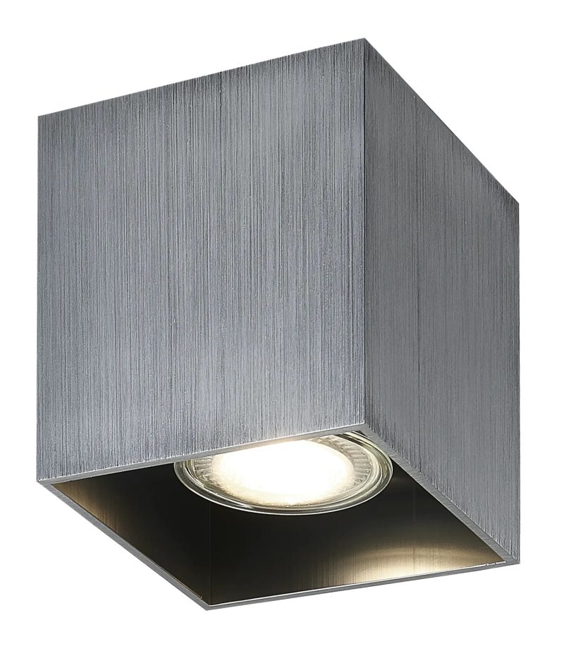 Fantasia BABAR ceiling light brushed steel, square, GU10