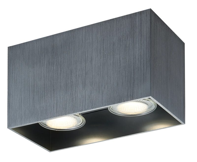 Fantasia Babar ceiling light brushed steel, square, 2x GU10