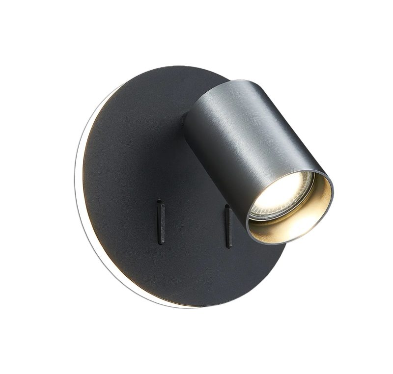 Fantasia Dusk applique nera e acciaio, GU10 + LED