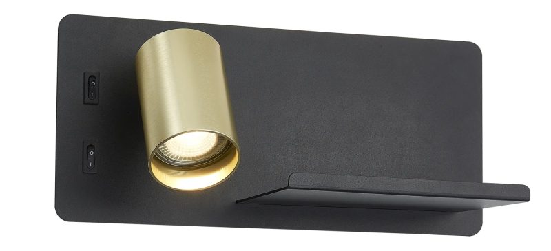 Fantasia DUSK wall light left GU10 (excl.) + USB black/gold