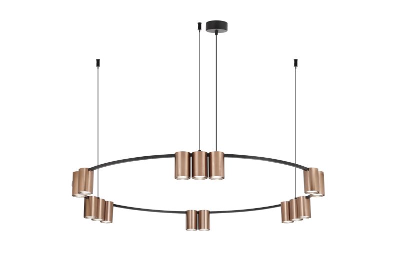 Fantasia ISE round pendant light 15-way bronze black