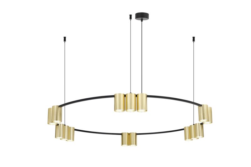 Fantasia ISE pendant light 15-light GU10 Ø100cm brushed gold/black