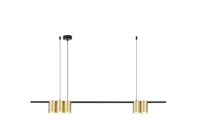 Fantasia ISE lampada a sospensione 5 luci oro e nero