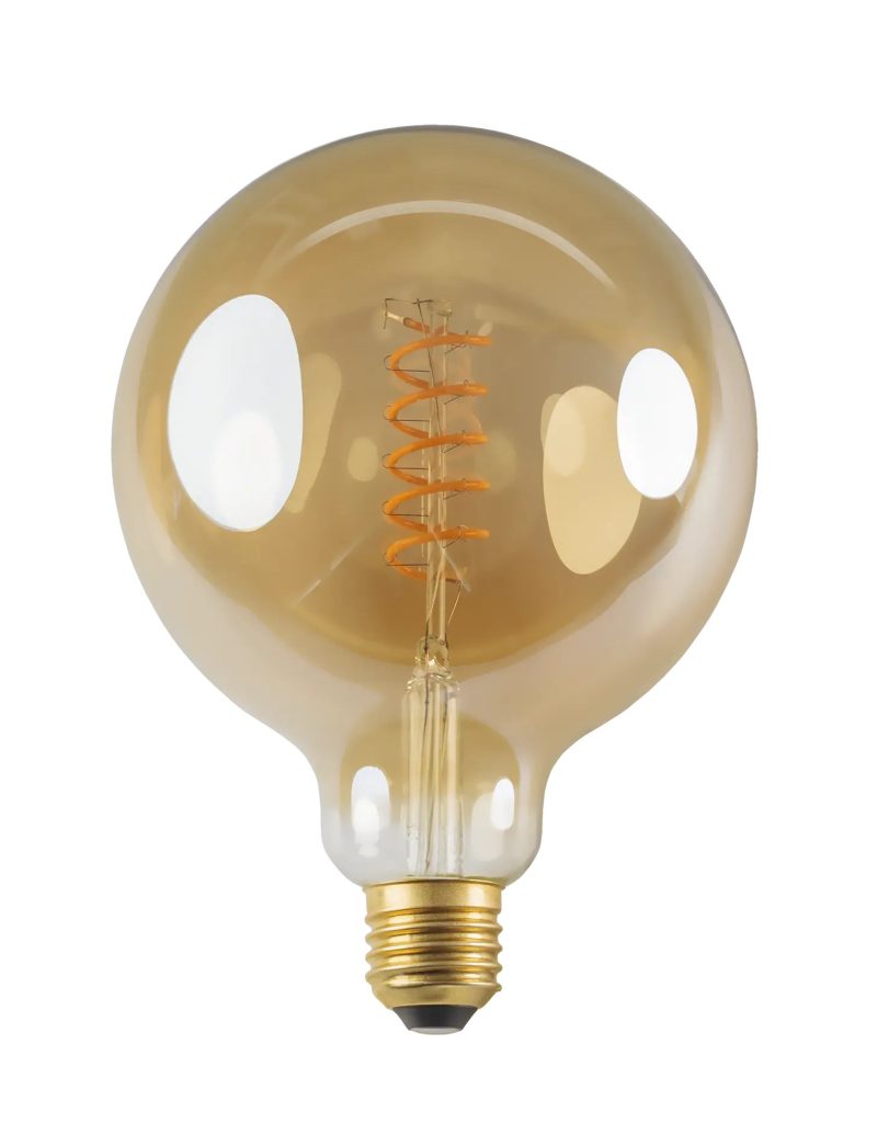 Fantasia Globe Spiral G125 Lampadina LED E27 Ambra 5W 2200K Dimmerabile