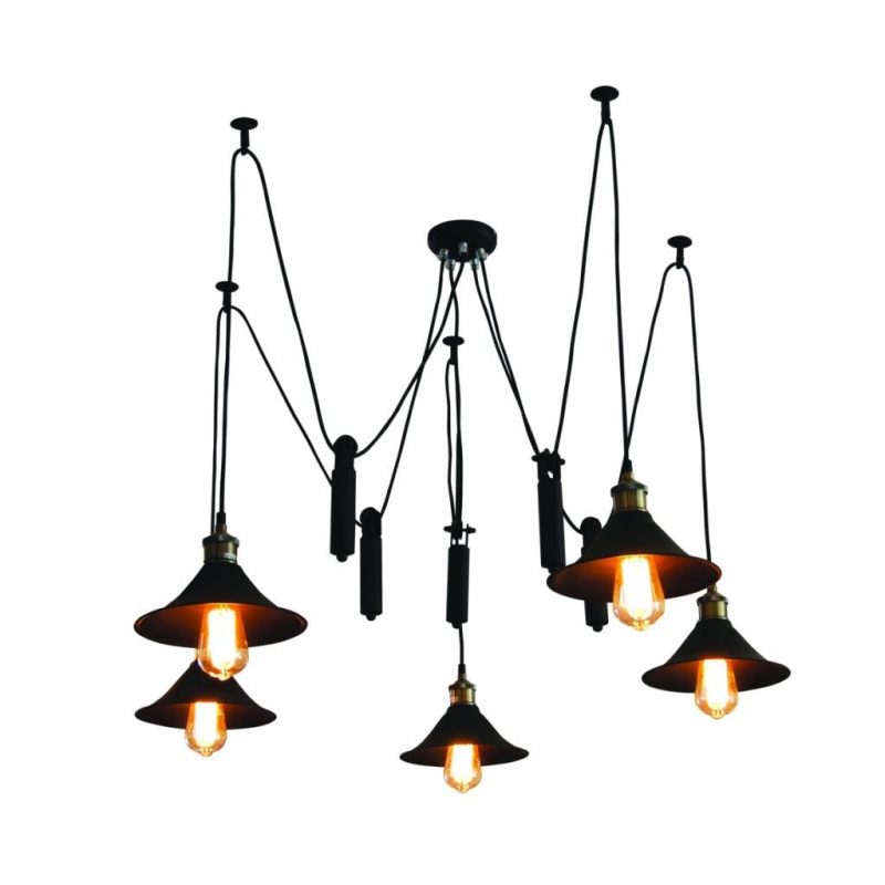 Homelighting Lampada a sospensione industriale nera bronzo 5 luci E27