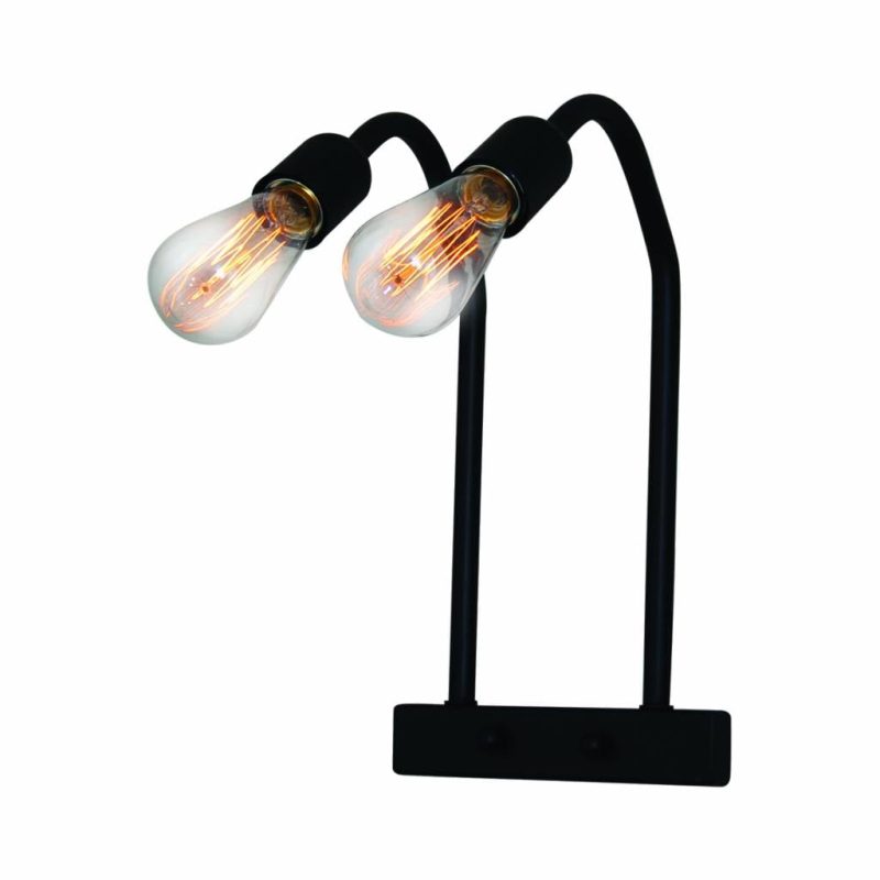 Homelighting Hydra wandlamp boog industrieel zwart 400mm hoog E27x2