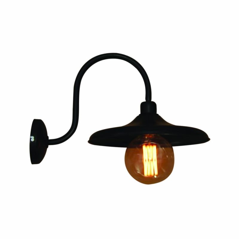 Homelighting Applique murale Adela industrielle noire avec bras courbé