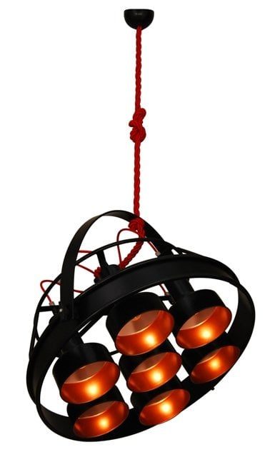 Homelighting Hector lampada a sospensione nera rame industriale Ø70cm E27x7