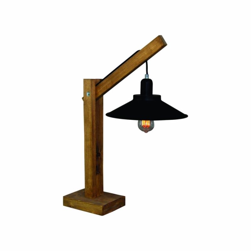 Homelighting Michio lampe de table industrielle bois noir 310mm E27