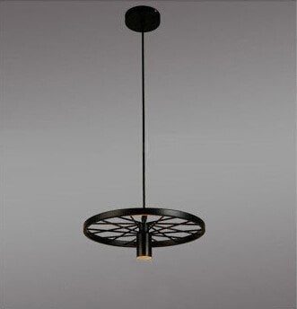 Industrial pendant light wheel shape 30cm rust or black E27