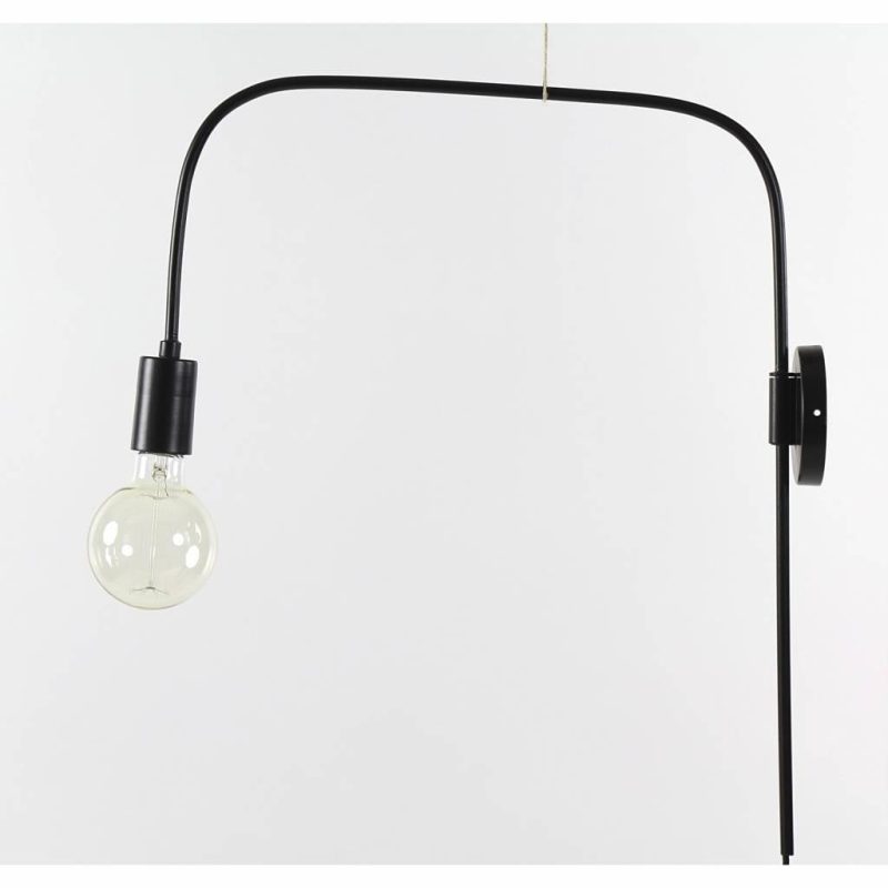 Ilena lampada da parete asta nera metallo 56 cm E27
