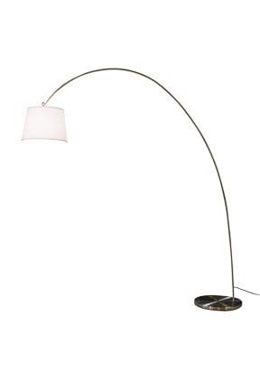 Linea Verdace Booglamp staand E27 stoffen kap wit satijn nikkel 215 cm