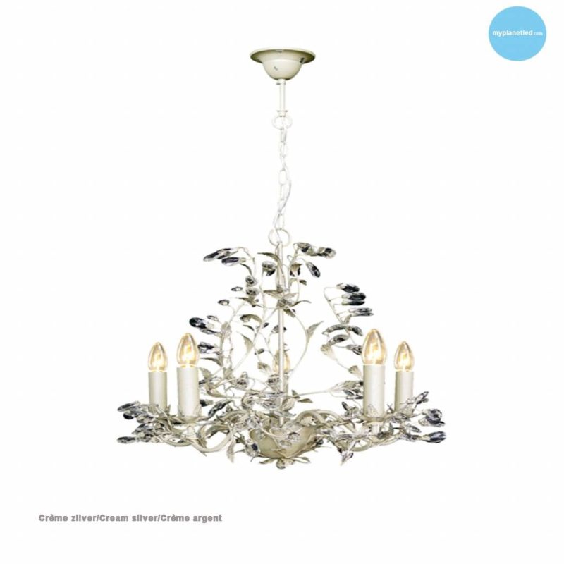 Linea Verdace Michelangelo Kronleuchter Pendelleuchte Creme & Silber E14x5