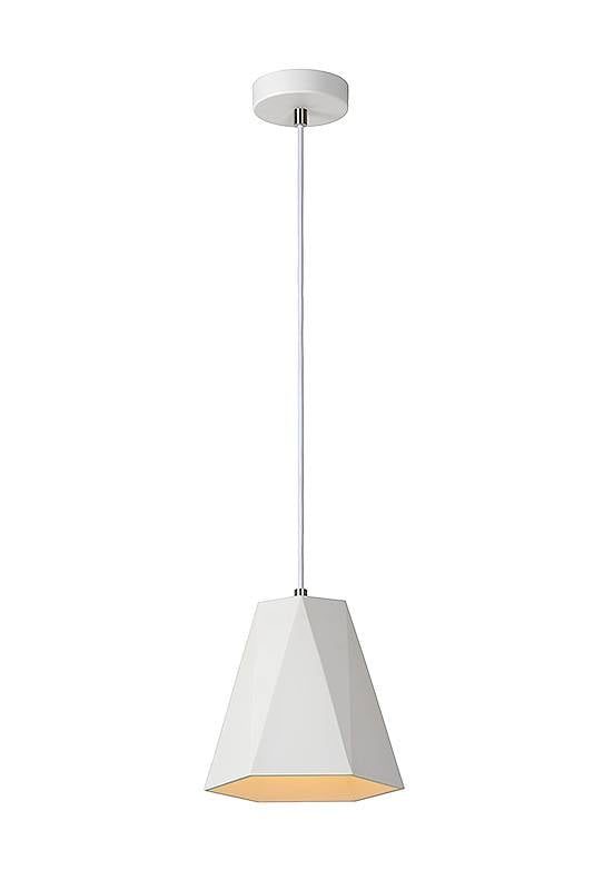 Zeshoekige hanglamp gips wit E27 fitting 20 cm diameter