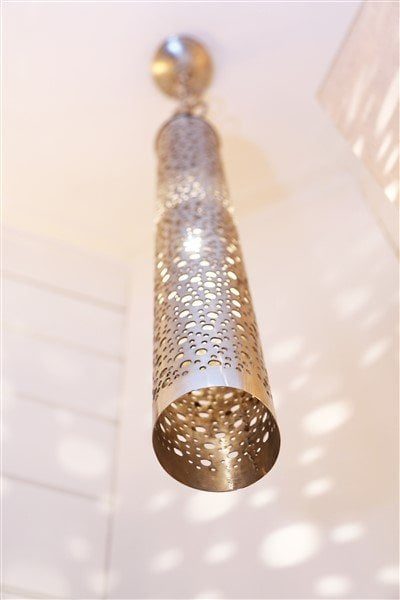 Authentage Prefora suspension cylindre bronze ou nickel, effet lumineux