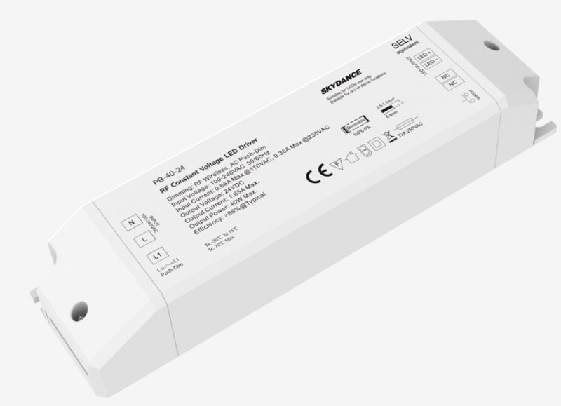LCM-40 driver LED regulable 24V DC 40W para zonas húmedas