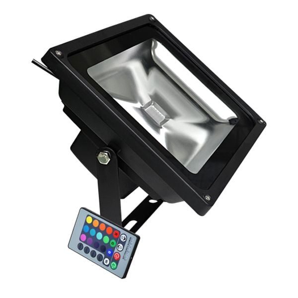 Faretto LED RGB 50W IP65 nero con telecomando