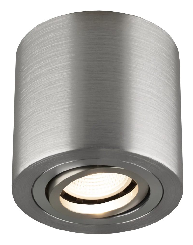 Fantasia Olala opbouwspot rond geborsteld aluminium grijs GU10 90mm