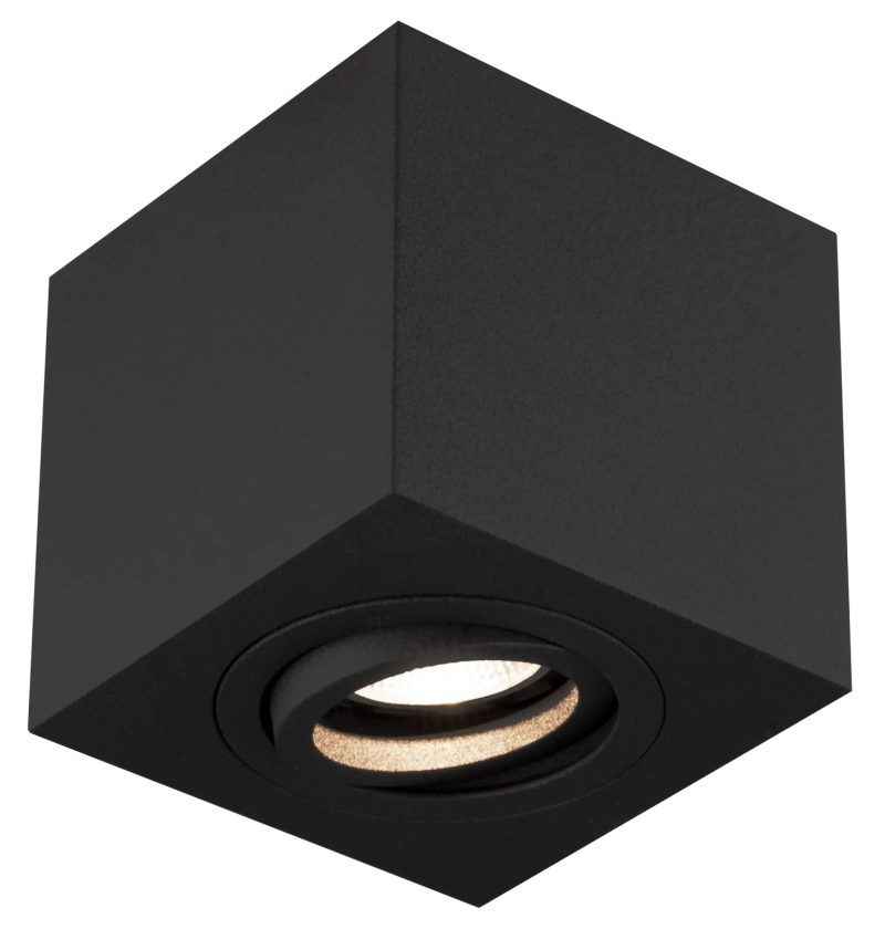 Fantasia Olala square ceiling spotlight black aluminium GU10 90mm