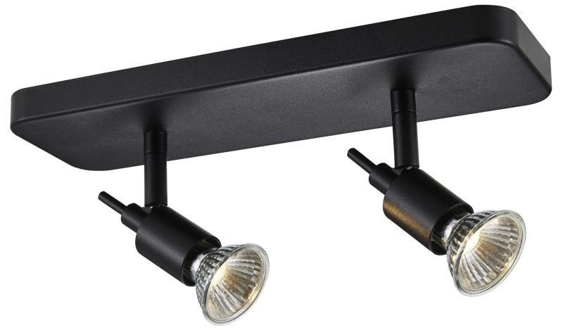 Fantasia Sonar II plafoniera nera, 2 faretti GU10 LED su asta, dimmerabile