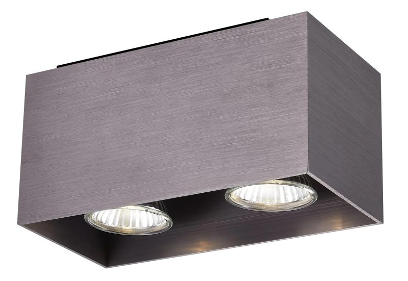 Fantasia Kubo ceiling light rectangular 2x GU10 dark copper brown