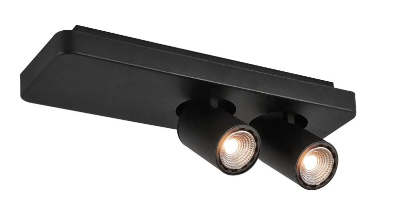 Fantasia Nysit plafondlamp richtbaar zwart metaal GU10 2x4,5W dimbaar
