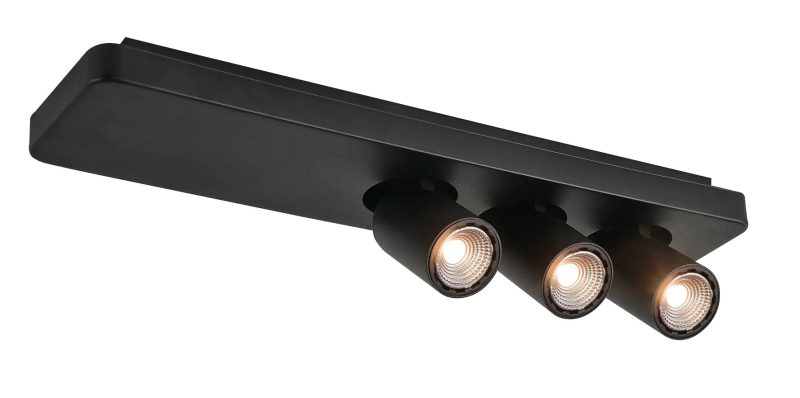 Fantasia Nysit plafondlamp 3-lichts GU10 richtbaar zwart metaal