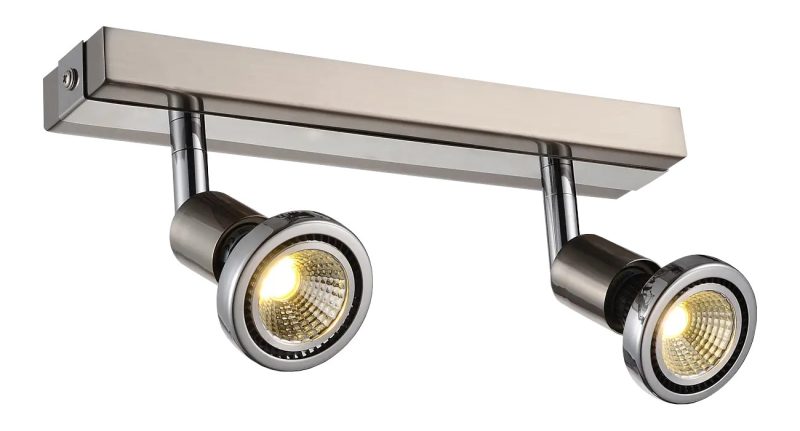 Fantasia Robus plafondlamp geborsteld staal-chroom 2x GU10 LED 5W