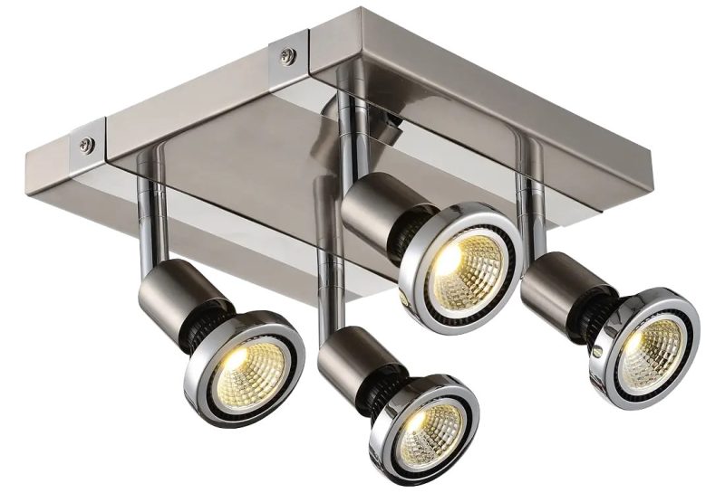 Fantasia Robus ceiling lamp square 4x GU10 LED dimmable steel-chrome